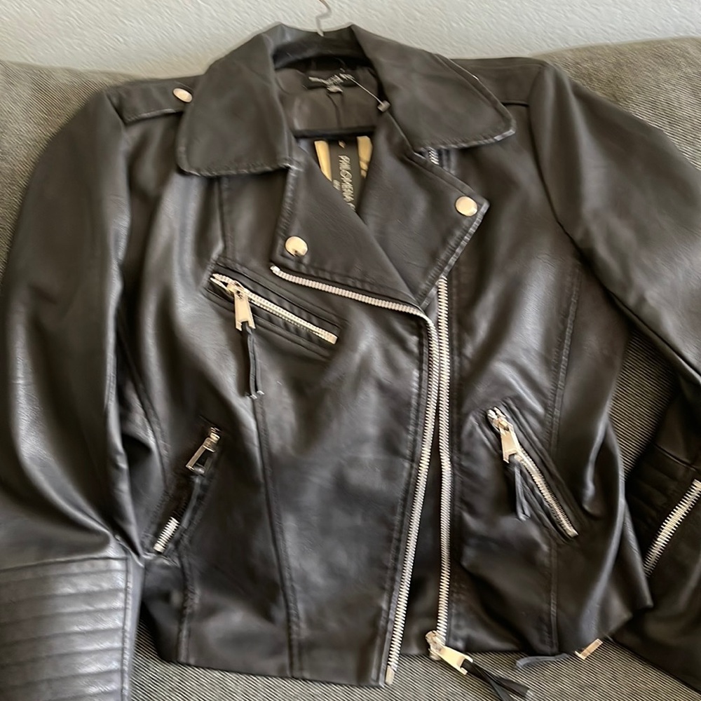 Faux leather motorcycle jacket never worn